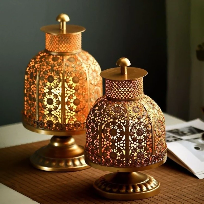 Collectible Vintage Lamps - Vintage iron candlestick decoration table wind