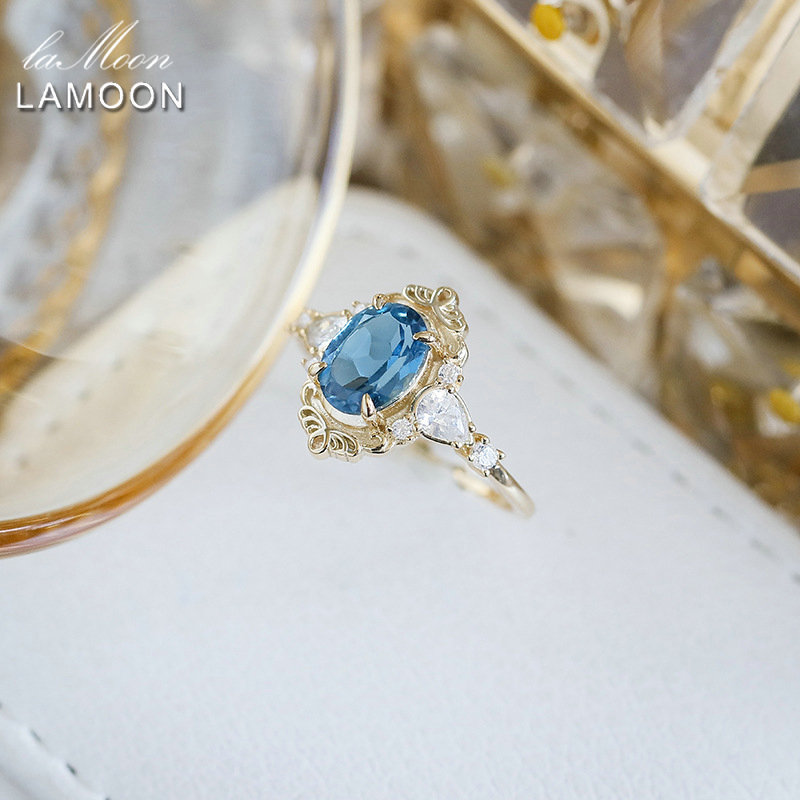 Vintage Collectibles For Sale - LAMOON Vintage Luxury Blue Topaz Ring