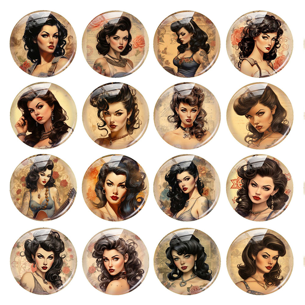 Vintage Collectibles For Sale - Random Mixed Round/Oval/Square Vintage Tattooed Lady