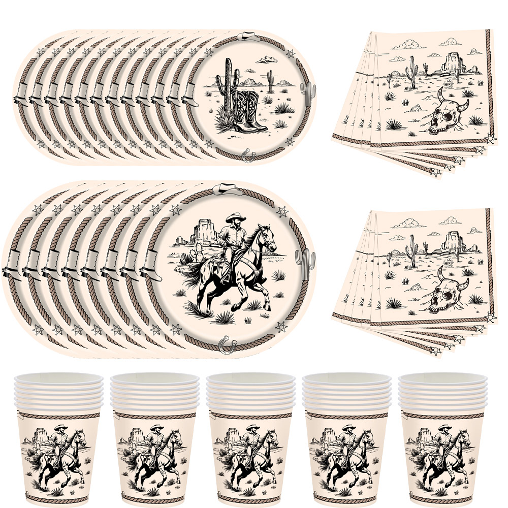 Vintage Collectible Toys - Vintage Western Cowboy Party Tableware Set