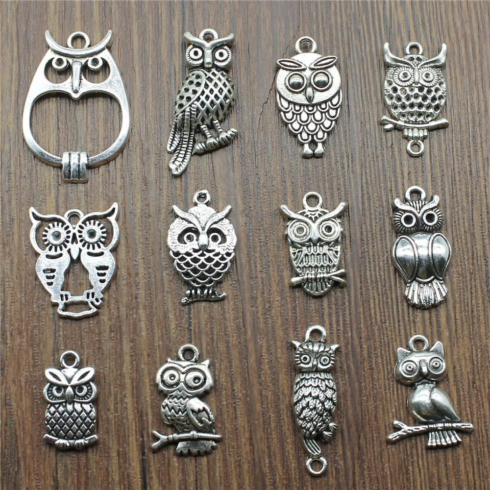 10pcs Charms Owl Antique Silve - Vintage Collectibles For Sale review and price