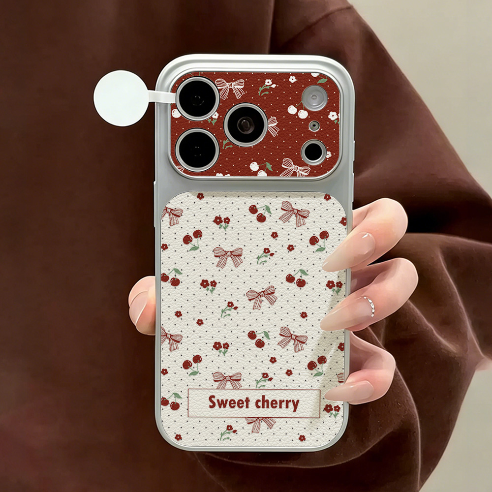 Sweet Cherry Bow Leather Phone - Camera Leather Case review and price