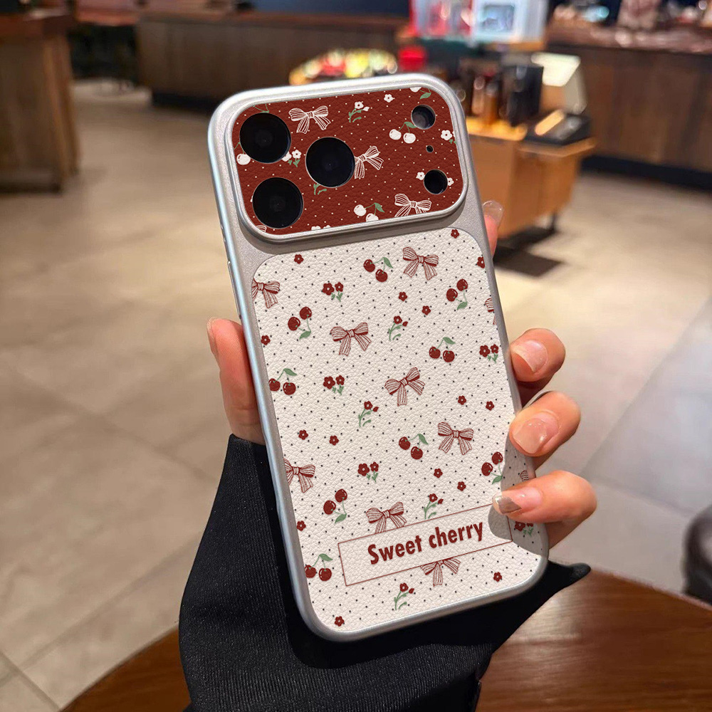 Sweet Cherry Bow Leather Phone - Camera Leather Case review and price