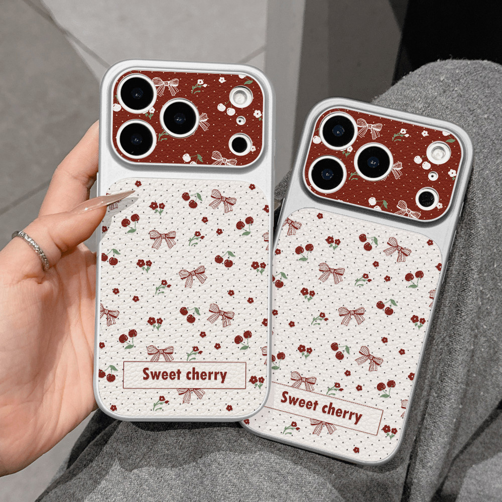 Sweet Cherry Bow Leather Phone - Camera Leather Case review and price