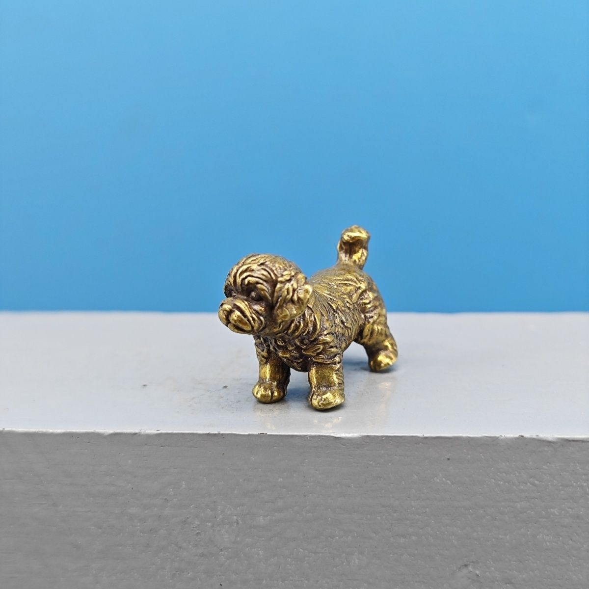 Mini Brass Dog Statue French B - Vintage Collectible Bears review and price
